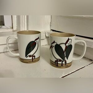 Fitz and Floyd 1979 Coffee Mugs Pelican Bird Design